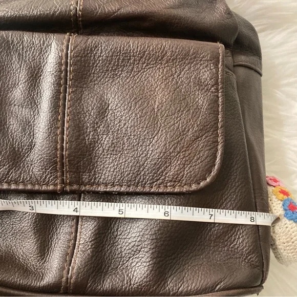 100% Leather Sling BOHO Travel/Every Day Backpack Brown - Picture 9 of 14